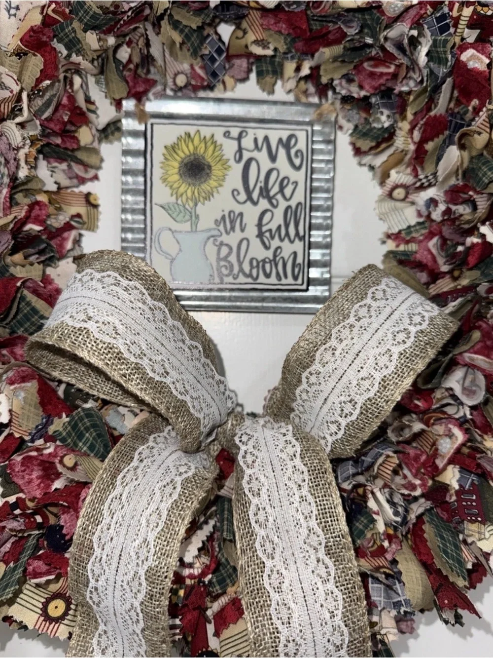 Handmade Rag Wreath Grandmacore Cottage Eclectic 